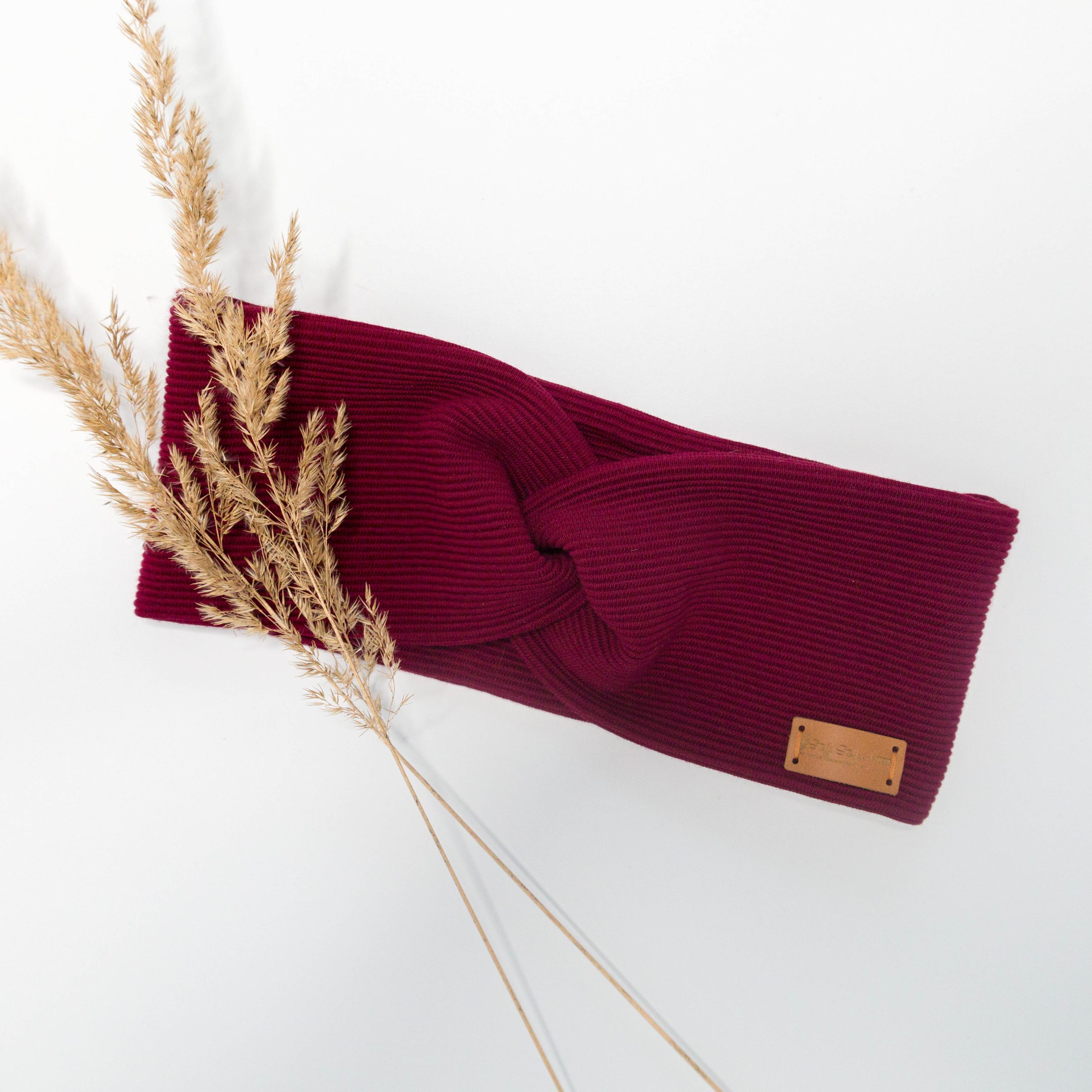 Stirnband gerippt "weinrot"