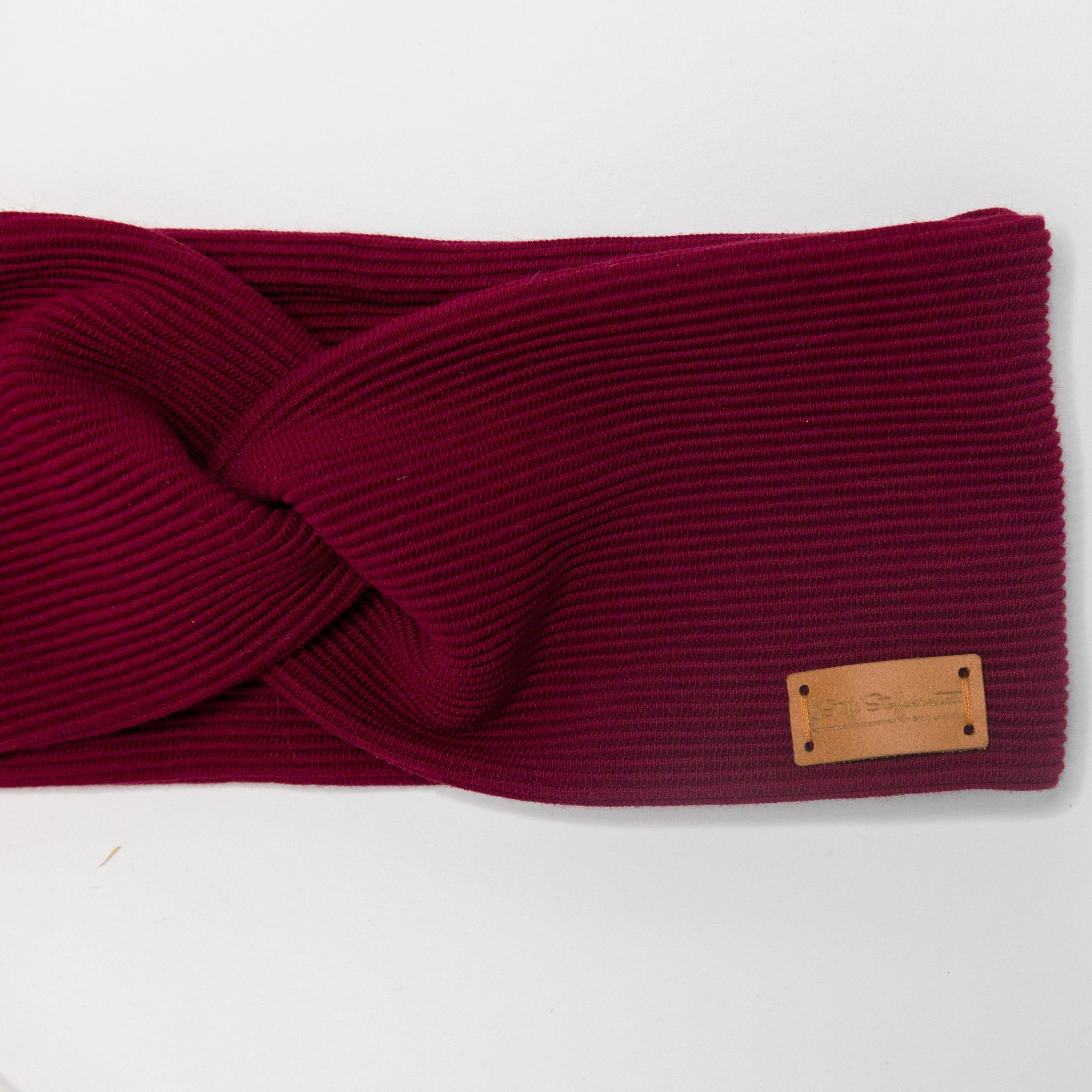Stirnband gerippt "weinrot" – Bild 3
