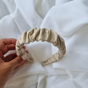 Haarreifen Leinen Raffung "beige"