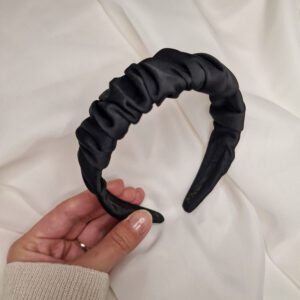 Haarreifen Satin Raffung "schwarz"