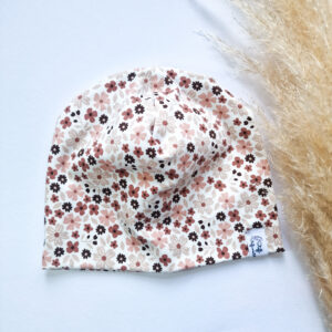 Beanie "Blümchen beige-rosa"