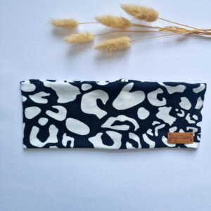 Stirnband ohne Knoten "Flecken schwarz-weiß"