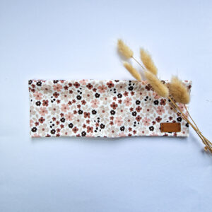 Stirnband ohne Knoten "Blümchen beige-rosa"