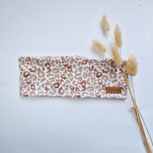 Stirnband ohne Knoten "Leo braun-beige"