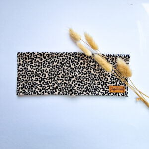 Stirnband ohne Knoten "Leo schwarz beige"
