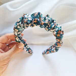 Haarreifen Raffung "Blumen petrol"