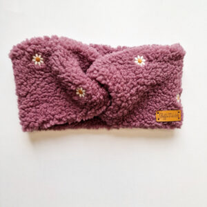 Stirnband Teddyfleece Blumen "beere"