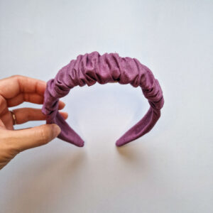 Haarreifen Leinen Raffung "pastellviolett"