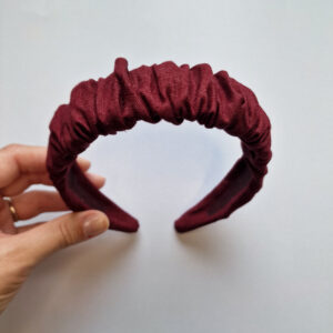 Haarreifen Leinen Raffung "bordeauxrot"